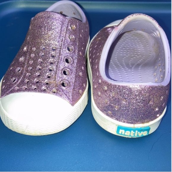 NATIVE *Rare* Jefferson Kid's Purple Glitter Jefferson Sneakers C5 - Picture 3 of 5